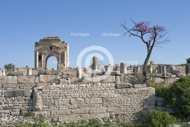 The Arch of Trajan and the Basilica of Hildeguns, Mactaris, Tunisia. Artist: Samuel Magal