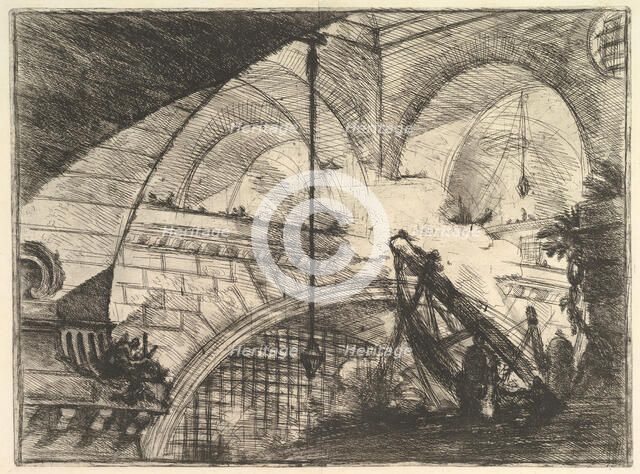 The Arch with a Shell Ornament, from Carceri d'invenzione (Imaginary Prisons), ca. 1749-50. Creator: Giovanni Battista Piranesi.