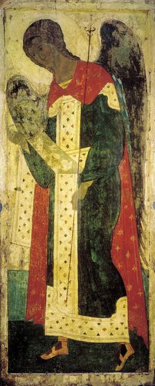 The Archangel Gabriel, 1408. Creator: Russian icon
