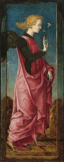 The Archangel Gabriel [middle left panel], c. 1470/1480. Creator: Cosmè Tura