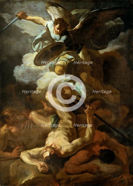 The Archangel Michael defeating Lucifer, 1750. Creator: Giaquinto, Corrado (1703-1766).