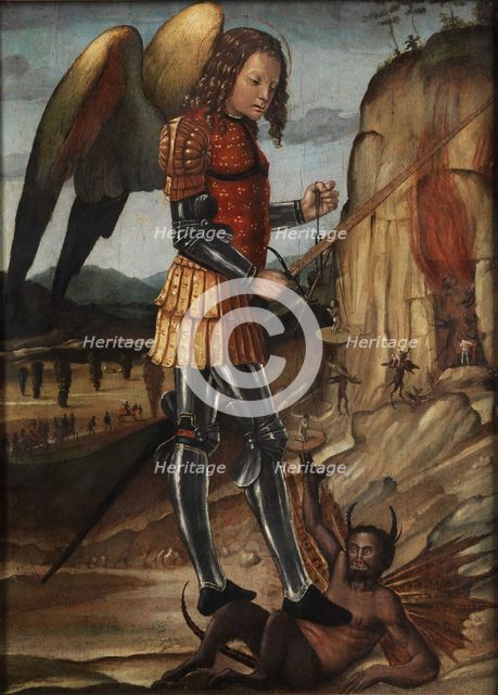 The Archangel Michael Triumphant Over Satan, Second Half of the 15th cen. Creator: Quartararo, Riccardo (1443-1506).