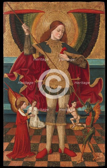 The Archangel Michael weighing the Souls of the Dead. Artist: Abadía, Juan de la, the Elder (active 1469-1498)