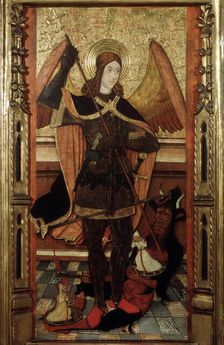 The Archangel Michael weighing the Souls of the Dead early 16th century. Artist: Pere Espalargues the younger