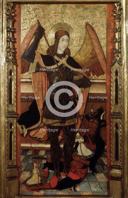 'The Archangel Michael weighing the Souls of the Dead', early 16th century.  Artist: Pere Espalargues the younger