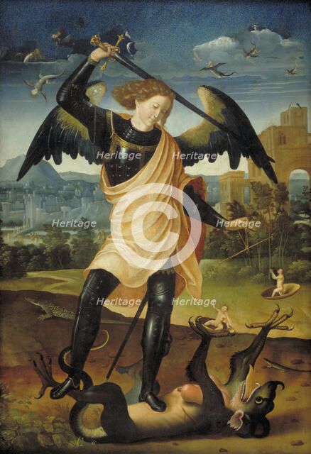 The Archangel Michael with the Dragon, 1498-1501. Creator: Unknown.