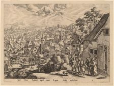 The Archangel Raphael Takes Tobias from His Home. Creator: Gerard de Jode