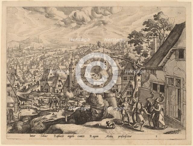 The Archangel Raphael Takes Tobias from His Home. Creator: Gerard de Jode.
