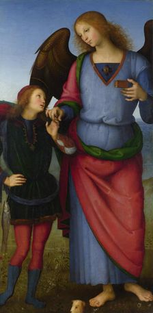 The Archangel Raphael with Tobias (Panel from an Altarpiece, Certosa), c. 1500. Creator: Perugino (ca. 1450-1523)
