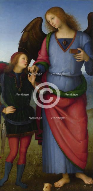 The Archangel Raphael with Tobias (Panel from an Altarpiece, Certosa), c. 1500. Creator: Perugino (ca. 1450-1523).