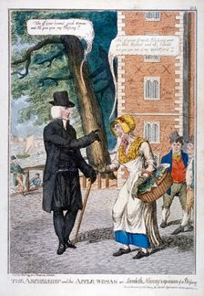 The archbishop and the apple-woman or Lambeth nanny's opinion of a blessing c1819. Artist: C Williams