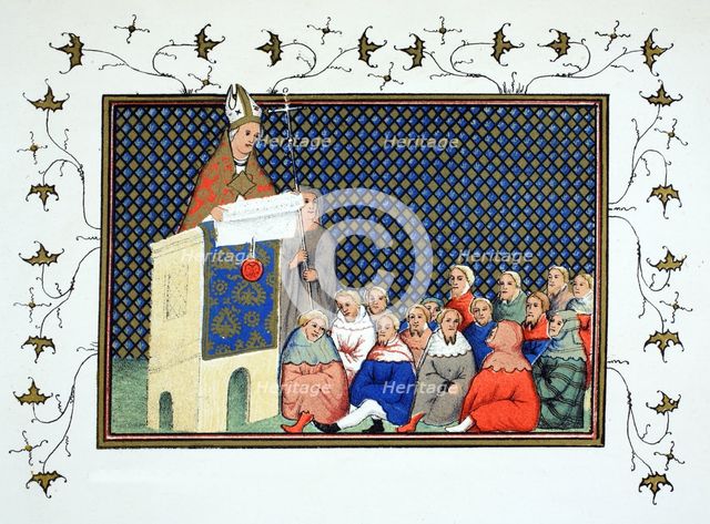 The Archbishop of Canterbury preaching to the English nobility against Richard II, 19th century (col
