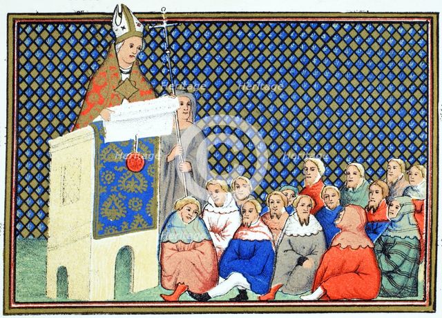 The Archbishop of Canterbury preaching to the English nobility against Richard II, 19th century.