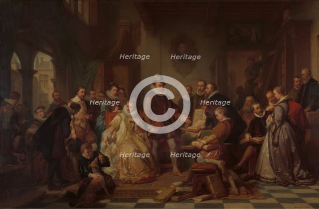 The Archdukes Albert and Isabella Visit the Printer Plantin, c1600s, (c1860s.) Creator: Nicaise de Keyser.