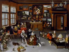 The Archdukes Albert and Isabella Visiting the Collection of Pierre Roose, c1621-1623. Creator: Hieronymus Francken II
