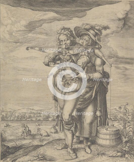 The Archer and the Milkmaid, ca. 1610 Creator: Andries Stock.
