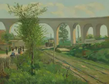 The Arcueil Aqueduct at Sceaux Railroad Crossing, 1874. Creator: Armand Guillaumin