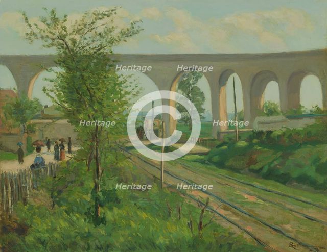 The Arcueil Aqueduct at Sceaux Railroad Crossing, 1874. Creator: Armand Guillaumin.