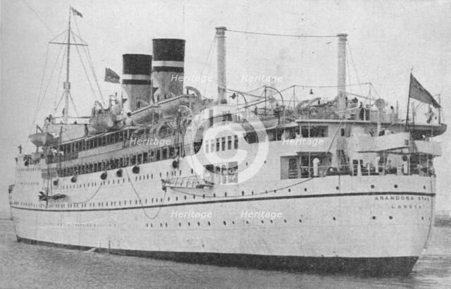 The Arandora Star at the start of a peace time voyage', c1938 (1940). Artist: Unknown.