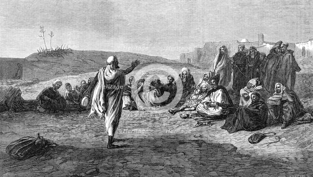 "The Arab Storyteller", by J. E. Hodgson, in the Exhibition of the Royal Academy, 1869.  Creator: Horace Harral.