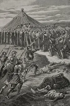 The Aragonese, on the island of Djerba, seizing the Tunisian king's camp, 1890. Creator: Joan Serra y Pausas