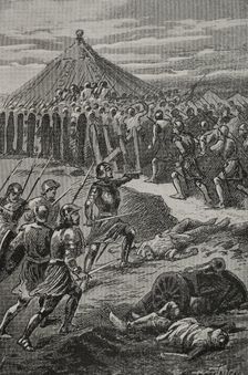 The Aragonese, on the island of Djerba, seizing the Tunisian king's camp, 1890. Creator: Joan Serra y Pausas