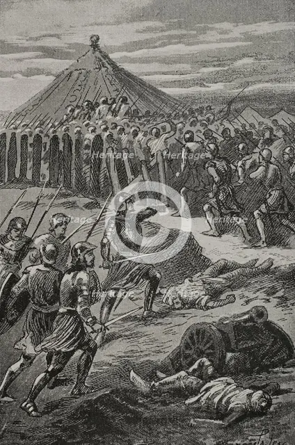 The Aragonese, on the island of Djerba, seizing the Tunisian king's camp, 1890.  Creator: Joan Serra y Pausas.