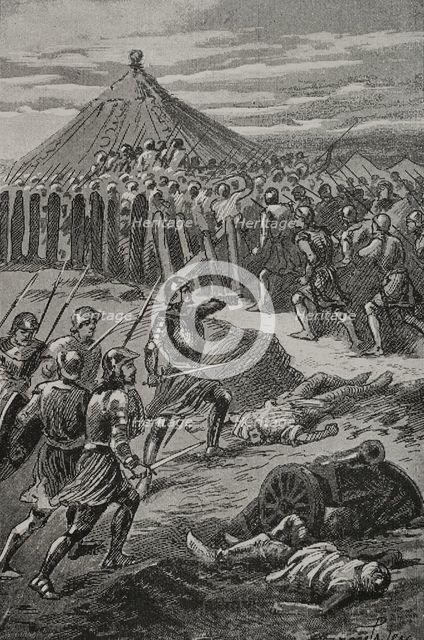 The Aragonese, on the island of Djerba, seizing the Tunisian king's camp, 1890.  Creator: Joan Serra y Pausas.