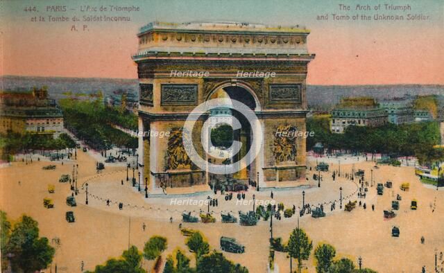 The Arc de Triomphe and Tomb of the Unknown Soldier, Paris, c1920. Artist: Unknown.