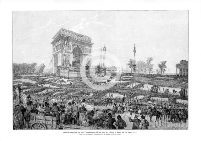 The Arc de Triomphe, Place de l'Etoile, Paris, 20 April 1848.Artist: Lipperheide