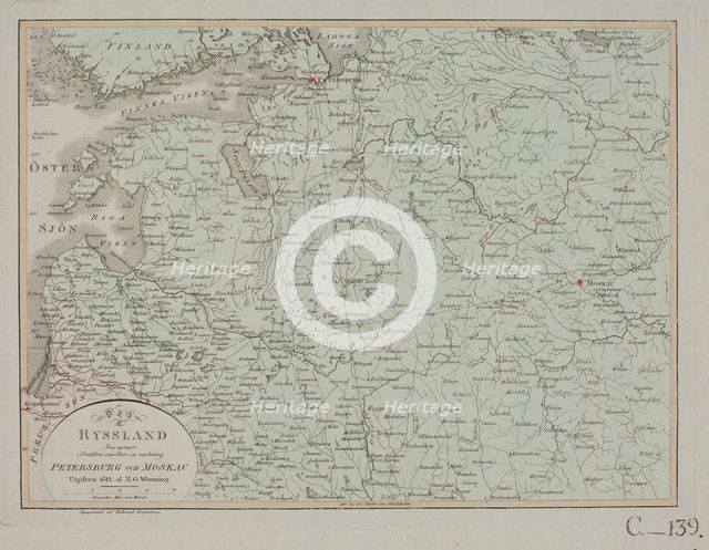 The area between Petersburg and Moscow in Russia, 1812.