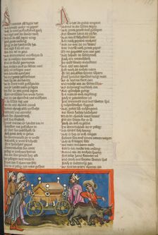 The Ark of the Covenant Brought to Jerusalem; Weltchronik, about 1400-1410. Creator: Unknown