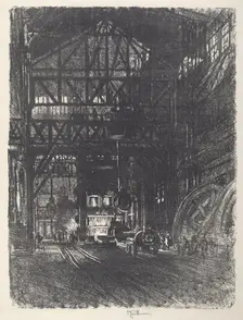 The Armour Plate Press, 1917. Creator: Joseph Pennell