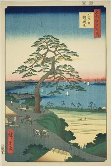 The Armor-hanging Pine at Hakkeizaka (Hakkeizaka Yoroikakematsu), from the series..., 1856. Creator: Ando Hiroshige