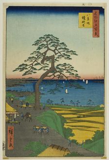 The Armor-hanging Pine at Hakkeizaka (Hakkeizaka Yoroikakematsu), from the series..., 1856. Creator: Ando Hiroshige