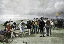The Armada in sight, Plymouth hoe 1880, (1911). Artist: John Seymour Lucas