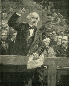 The Armenian Atrocities: Mr. Gladstone Denouncing The Sultan at the Meeting in Liverpool c1900. Creator: Unknown