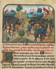 The Armies of France and Burgundy with Martel in Prayer, written 1463-1465; illuminated 1467-1472. Creators: Loyset Liedet, Pol Fruit
