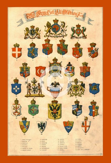 'The Arms of All Nations', 1858. Creator: Unknown.