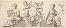 The Arms of France Accompanied by Personifications of Law and Good Faith, 1664. Creator: Claude Mellan