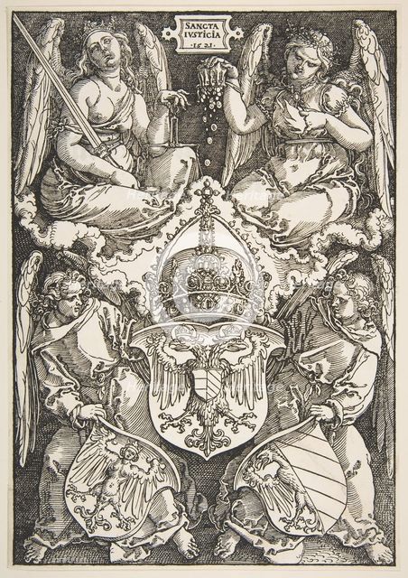 The Arms of the Empire and of Nuremberg, 1521. Creator: Albrecht Durer.