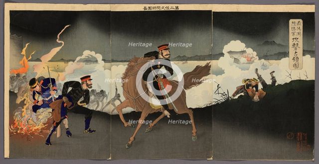 The Army and Navy Attack and Capture Weihaiwei (Ikaiei rikukaigun kogeki senryo zu), Japan, 1895. Creator: Kobayashi Ikuhide.
