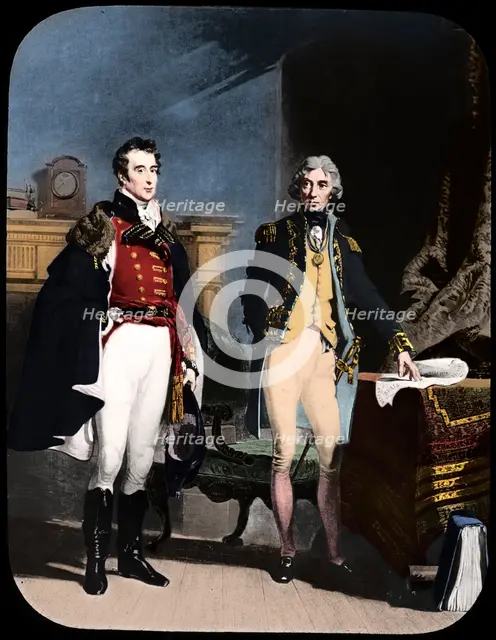 The Army and Navy, Wellington and Nelson, c1805.  Artist: Newton & Co.