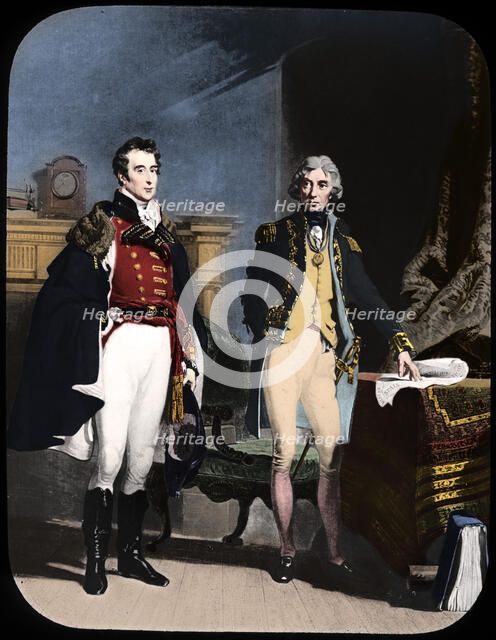 The Army and Navy, Wellington and Nelson, c1805.  Artist: Newton & Co.