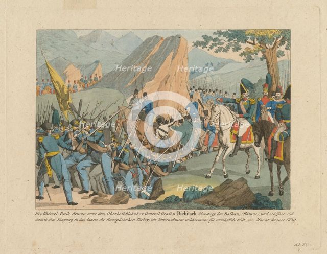 The Army of Graf Ivan Ivanovich Diebitsch crossing the Balkans. Artist: Eisen, Anton Paul (1777-1843)