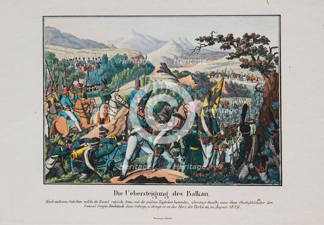 The Army of Graf Ivan Ivanovich Diebitsch crossing the Balkans, c. 1830. Artist: Anonymous  