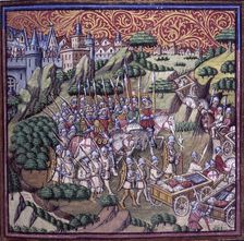 The army of the King of Sicily, riding away from a city, c1500. Creator: Unknown