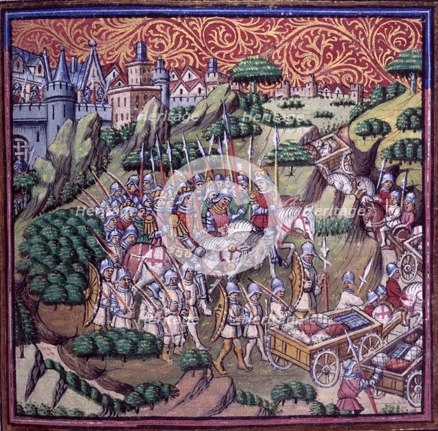 The army of the King of Sicily, riding away from a city, c1500.  Creator: Unknown.