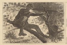 The Army of the Potomac - A Sharp-Shooter on Picket Duty, 1862. Creator: Winslow Homer