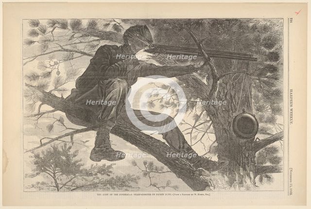 The Army of the Potomac - A Sharp-Shooter on Picket Duty (Harper's Weekly, Vo..., November 15, 1862. Creator: Unknown.